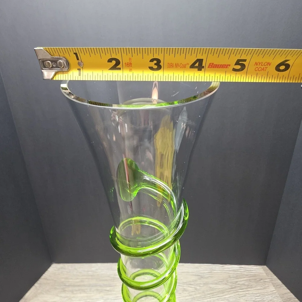 Tall Clear/Green Swirl Vase (19.75